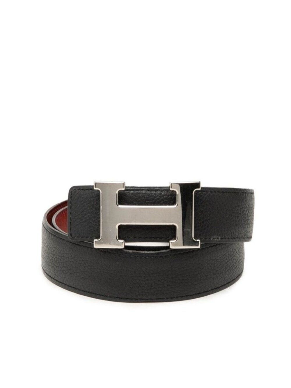 Hermes Constance Reversible Logo Buckle Belt Brown Black Silver Togo Box Calf